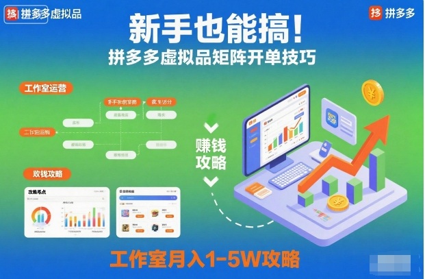 新手也能搞！拼多多虚拟品矩阵开单技巧，工作室月入1-5W攻略【揭秘】-K6源码网