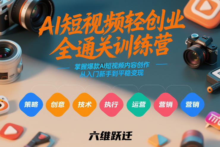 AI短视频轻创业全通关训练营，掌握爆款AI短视频内容创作，从入门新手到平稳变现的六维跃迁-K6源码网
