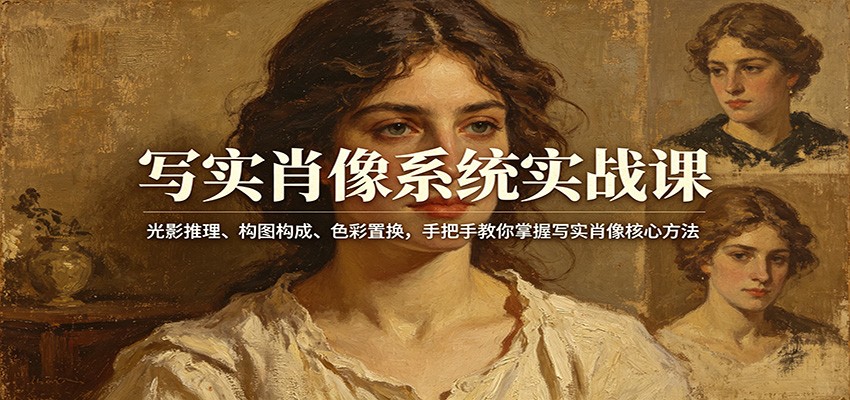 写实肖像系统实战课:光影推理、构图构成、色彩置换,手把手教你掌握写实肖像核心方法-K6源码网