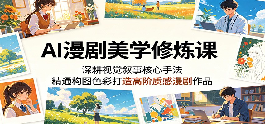 AI漫剧美学修炼课：深耕视觉叙事核心手法，精通构图色彩打造高阶质感漫剧作品-K6源码网