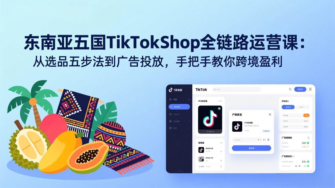 （17511期）东南亚五国TikTok Shop全链路运营课：从选品五步法到广告投放，手把手教你跨境盈利-K6源码网