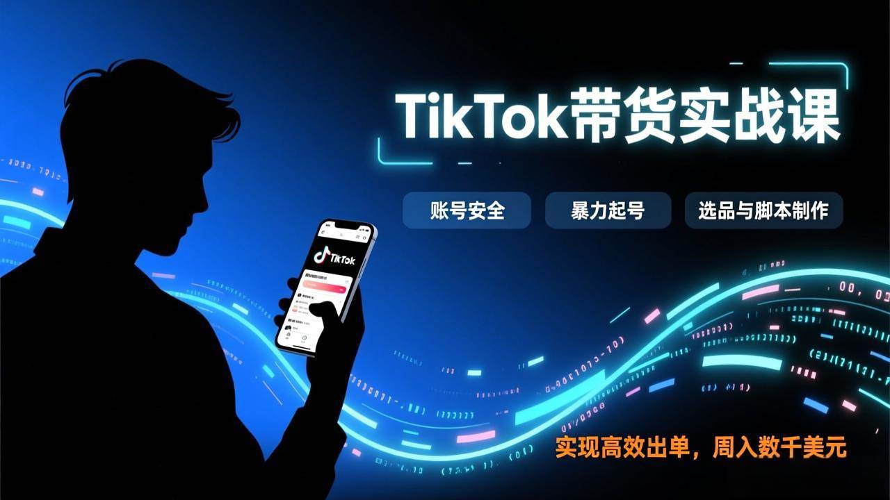 （17278期）TikTok带货实战课，涵盖账号安全、暴力起号、选品与脚本制作，实现高效出单，周入数千美元-K6源码网
