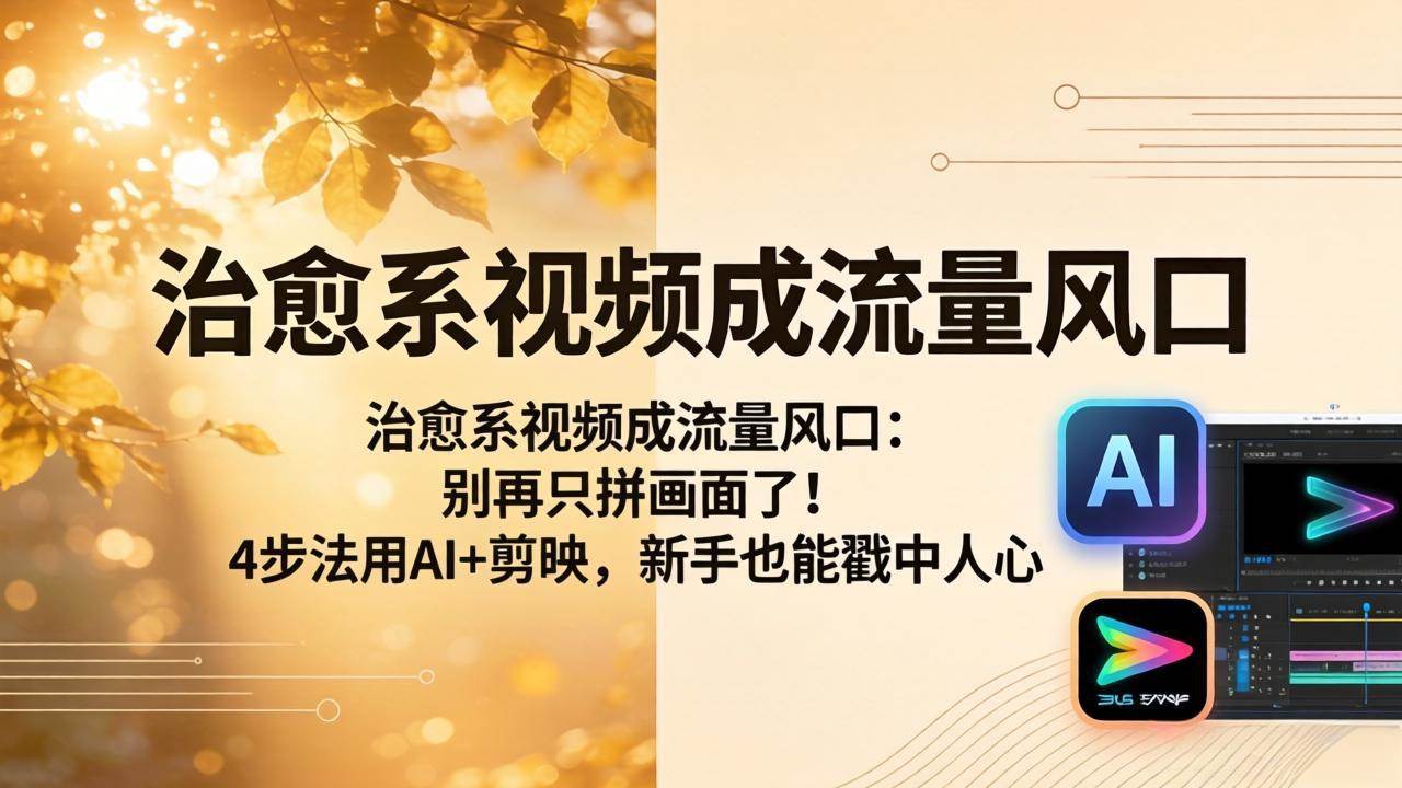 （18219期）治愈系视频成流量风口：别再只拼画面了！4步法用AI+剪映，新手也能戳中人心-K6源码网
