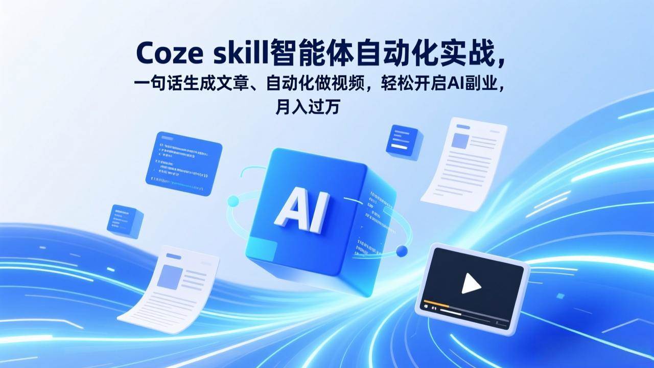 （17399期）Coze skill智能体自动化实战，一句话生成文章、自动化做视频，轻松开启AI副业，月入过万-K6源码网