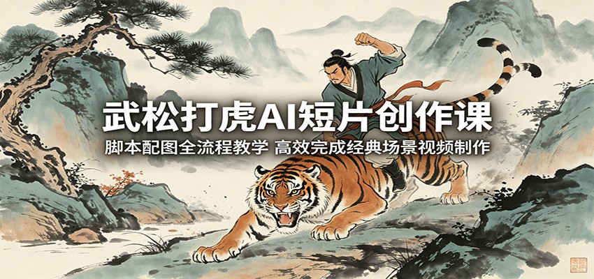 武松打虎AI短片创作课：脚本配图全流程教学，高效完成经典场景视频制作-K6源码网