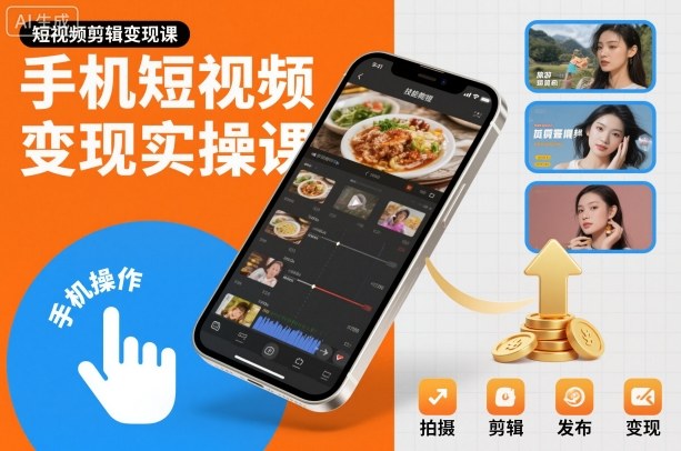 手机短视频变现实操课,短视频剪辑变现课-K6源码网