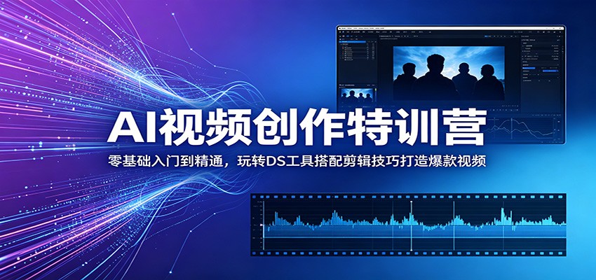 AI视频创作特训营:零基础入门到精通,玩转DS工具搭配剪辑技巧打造爆款视频-K6源码网