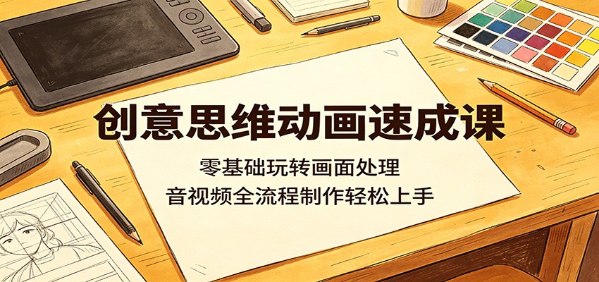 创意思维动画速成课：零基础玩转画面处理，音视频全流程制作轻松上手-K6源码网