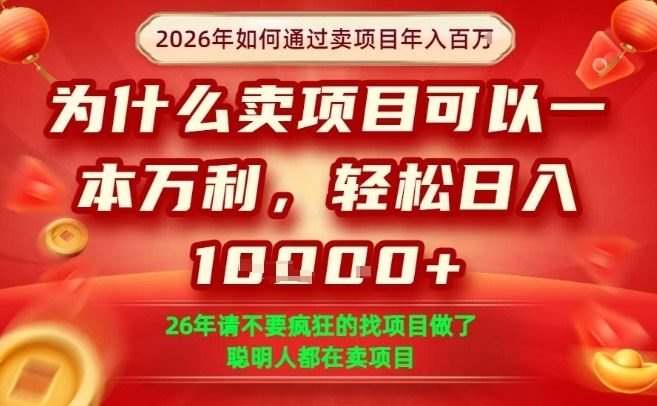 一单净利润1K+，26年想年入100个W，死磕卖项目就够了【揭秘】-K6源码网