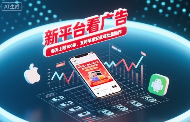 新平台看广告,养好机一条0.3到5米,每天上限100条,支持苹果安卓可批量操作-K6源码网