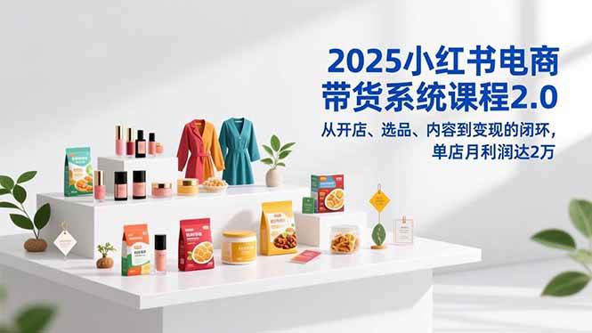 （16880期）2025小红书电商带货系统课程2.0，从开店、选品、内容到变现的闭环，单店月利润达2万-K6源码网