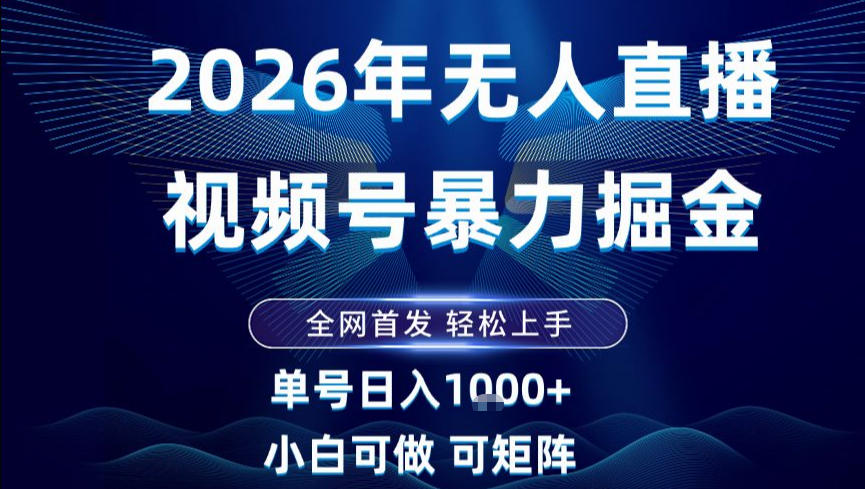 2026最新视频号无人直播掘金，全网首发，小白可以玩，长期稳定日入1k+【揭秘】-K6源码网