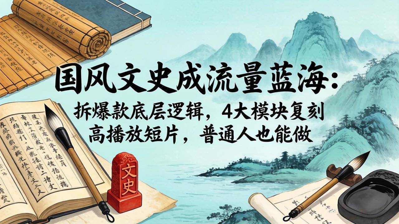 （18227期）国风文史成流量蓝海：拆爆款底层逻辑，4大模块复刻高播放短片，普通人也能做-K6源码网