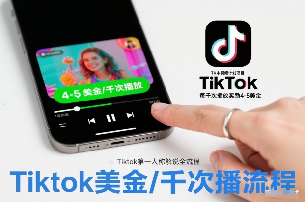 TK中视频计划项目，Tiktok第一人称解说流程，每干次播放奖励4-5美金-K6源码网