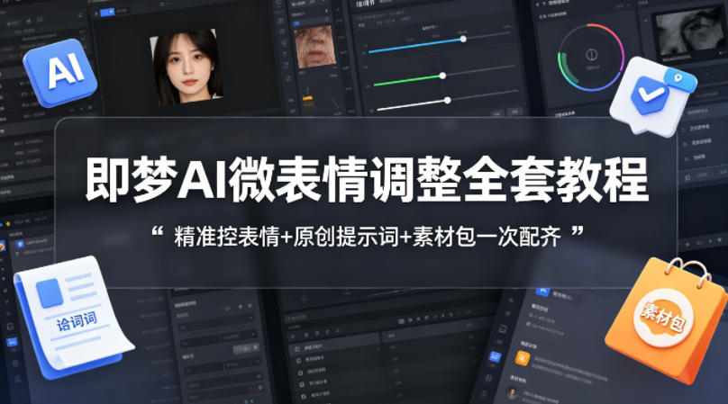 即梦AI微表情调整全套教程,精准控表情+原创提示词+素材包一次配齐-K6源码网