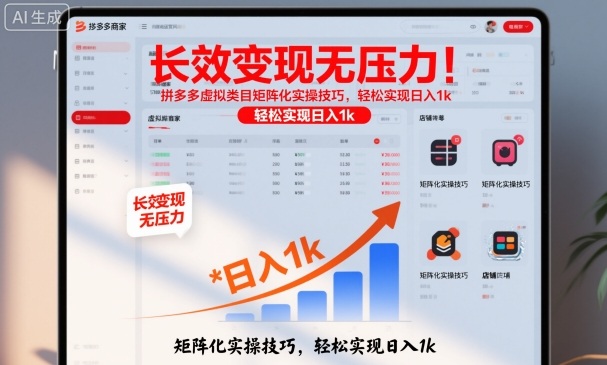 长效变现无压力!拼多多虚拟类目矩阵化实操技巧,轻松实现日入1k【揭秘】-K6源码网