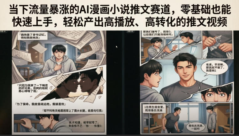 当下流量暴涨的AI漫画小说推文赛道，零基础也能快速上手，轻松产出高播放、高转化的推文视频-K6源码网
