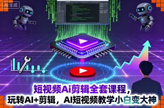 短视频Ai剪辑全套课程,玩转AI+剪辑,AI短视频教学小白变大神-K6源码网