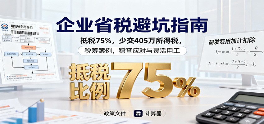 企业省税避坑指南：抵税75%，少交405万所得税，税筹案例，稽查应对与灵活用工-K6源码网