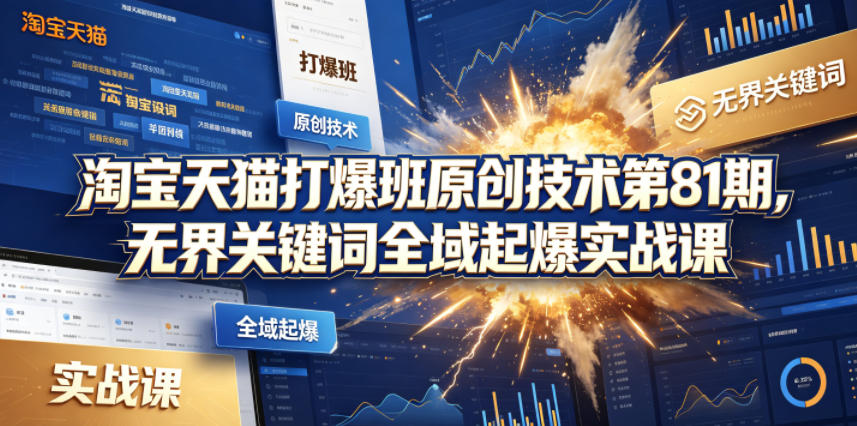 淘宝天猫打爆班原创技术第81期，无界关键词全域起爆实战课-K6源码网