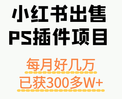 小红书出售PS插件项目，每月都收入好几万，长期操作已获利300多W+-K6源码网