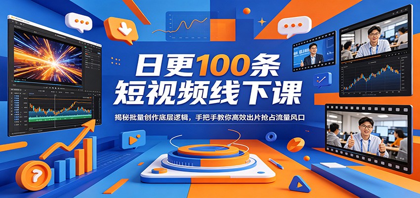 日更100条短视频线下课：揭秘批量创作底层逻辑，手把手教你高效出片抢占流量风口-K6源码网