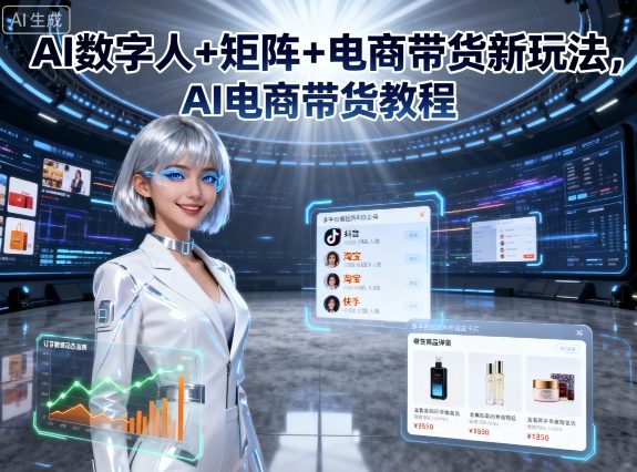 AI数字人+矩阵+电商带货新玩法,AI电商带货教程-K6源码网
