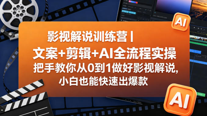 影视解说训练营｜文案+剪辑+AI全流程实操，把手教你从0到1做好影视解说，小白也能快速出爆款-K6源码网
