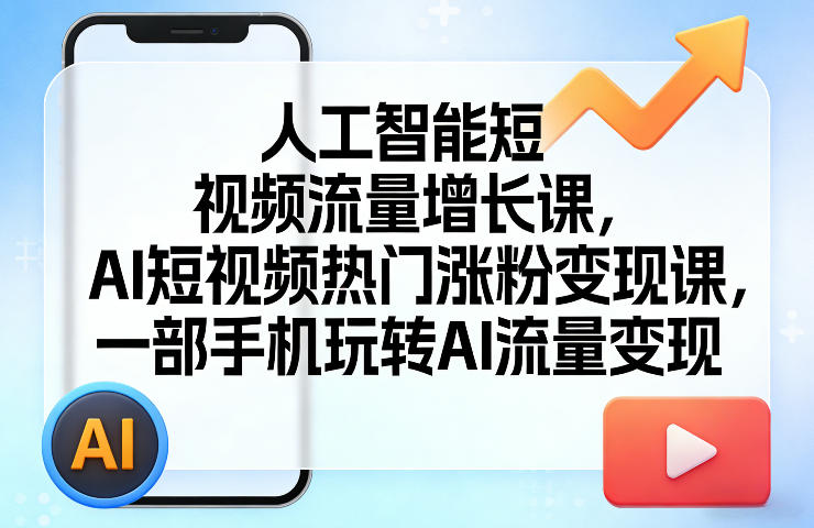 人工智能短视频流量增长课，AI短视频热门涨粉变现课，一部手机玩转AI流量变现-K6源码网