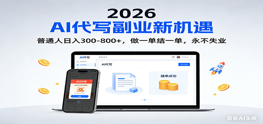 2026 副业首选！AI 代写日入 300-800，普通人0门槛，做一单结一单！-K6源码网