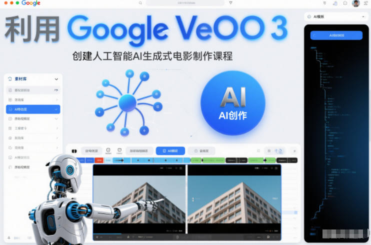 利l用Google Veo 3创建人工智能AI生成式电影制作课程，使用人工智能的力量创建令人惊叹的视频-K6源码网
