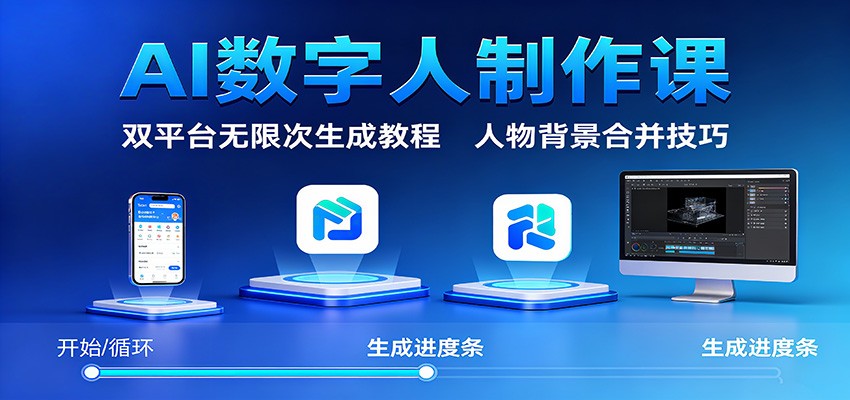 AI数字人制作课:双平台无限次生成教程,人物背景合并技巧-K6源码网