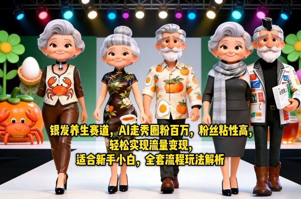 银发养生赛道，AI走秀圈粉百万，粉丝粘性高，轻松实现流量变现，适合新手小白，全套流程玩法解析-K6源码网