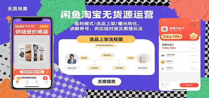 闲鱼淘宝无货源运营:盈利模式/选品上架/曝光转化,讲解养号、供应链对接及黑搜玩法-K6源码网