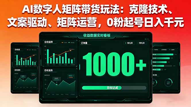 (16050期)AI数字人矩阵带货玩法:克隆技术、文案驱动、矩阵运营,0粉起号日入千元-K6源码网