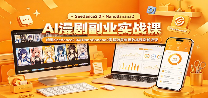 AI漫剧副业实战课:精通Seedance2.0与NanoBanana2零基础复刻爆款实现涨粉变现-K6源码网