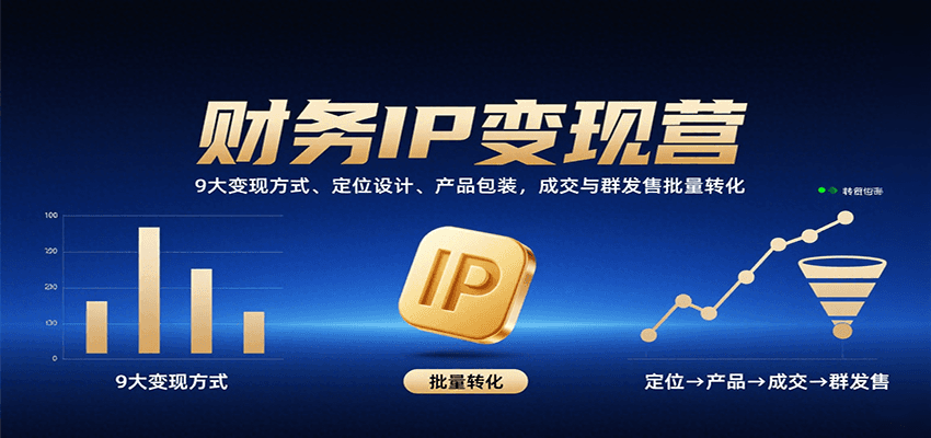 财务IP变现营:9大变现方式、定位设计、产品包装,成交与群发售批量转化-K6源码网