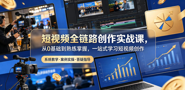 短视频全链路创作实战课,从0基础到熟练掌握,一站式学习短视频创作-K6源码网