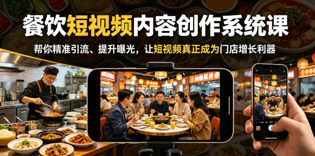 餐饮短视频内容创作系统课，帮你精准引流、提升曝光，让短视频真正成为门店增长利器-K6源码网