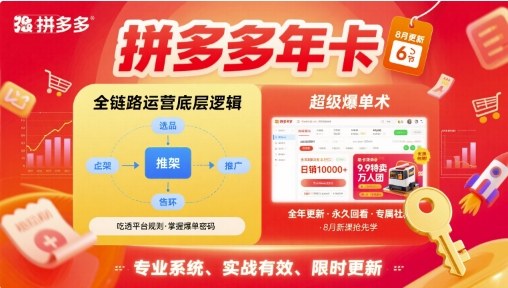 拼多多年卡，拼多多全链路运营底层逻辑，超级爆单术【更新26年1月】-K6源码网