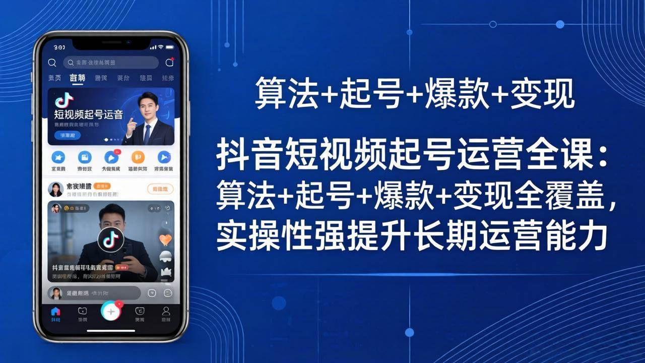 （18071期）抖音短视频起号运营全课：算法+起号+爆款+变现全覆盖，实操性强提升长期运营能力-K6源码网