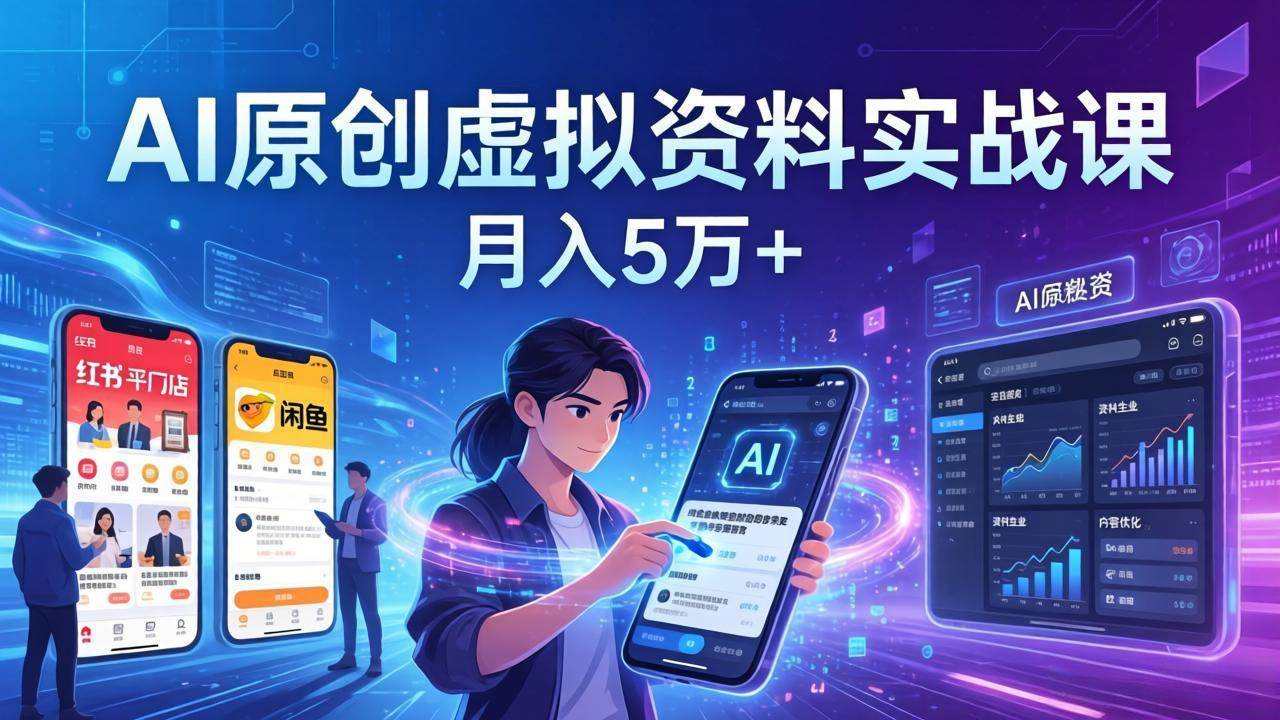 （17657期）AI原创虚拟资料实战课：2026新机会，小红书闲鱼开店，普通人用AI轻松变现，月入5万+-K6源码网