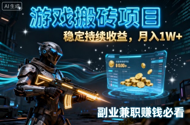 游戏搬砖项目,稳定持续收益,月入1W+,副业兼职賺钱必看【揭秘】-K6源码网