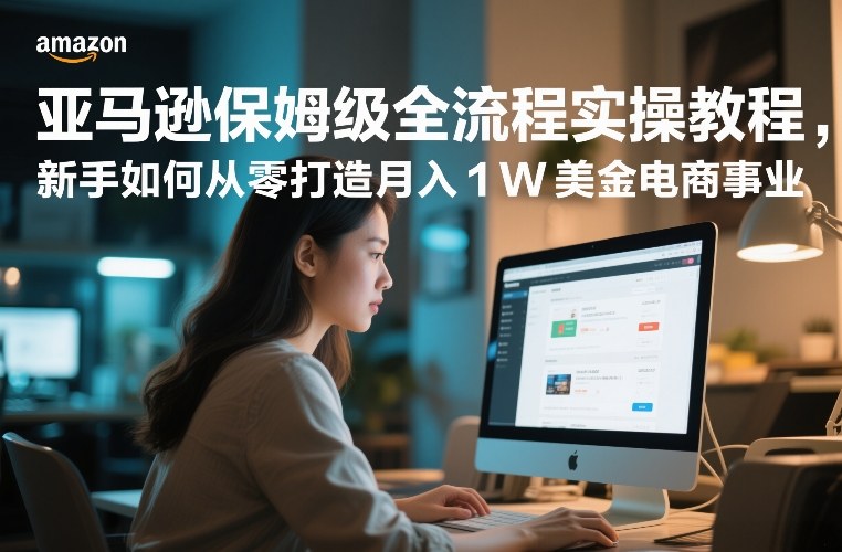 亚马逊保姆级全流程实操教程，新手如何从零打造月入1W美金电商事业-K6源码网
