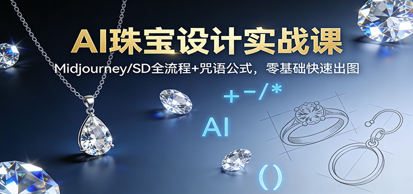 AI珠宝设计实战课：Midjourney/SD全流程+咒语公式，零基础快速出图-K6源码网