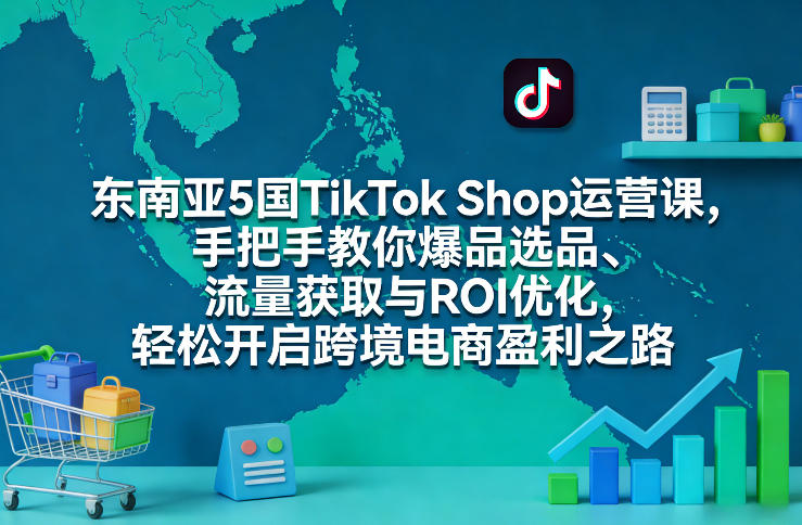 东南亚5国TikTok Shop运营课，手把手教你爆品选品、流量获取与ROI优化，轻松开启跨境电商盈利之路-K6源码网