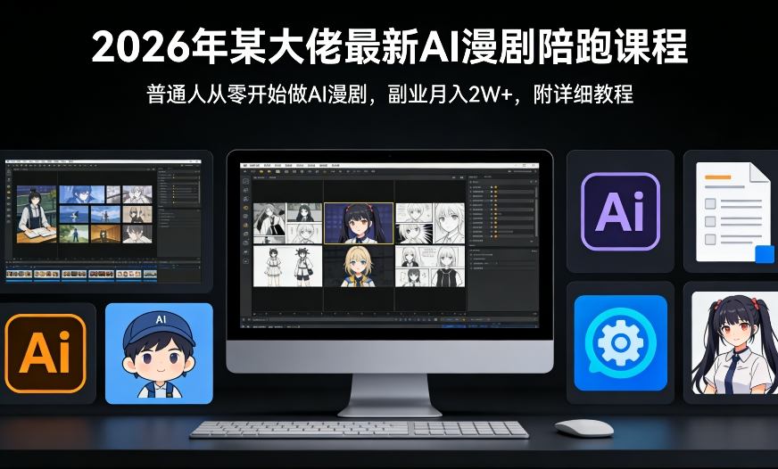 26年某大佬最新Ai漫剧陪跑课程，普通人从零开始做AI漫剧，副业月入2W+-K6源码网