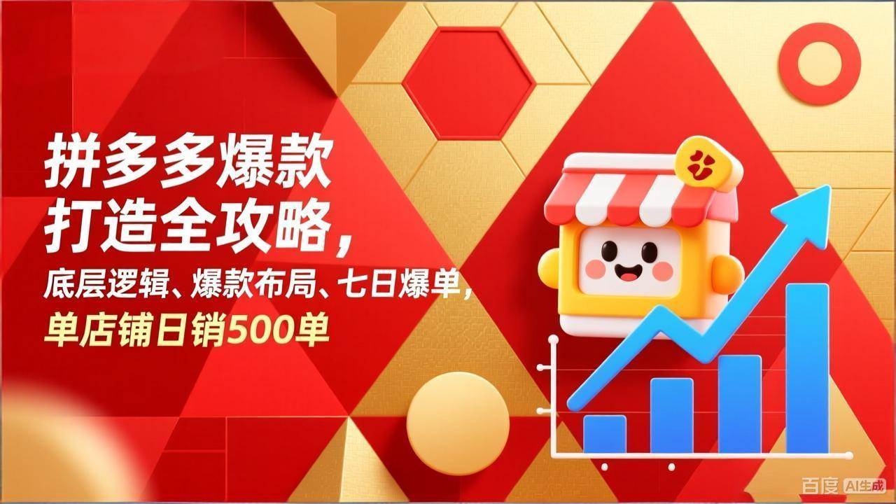 （17346期）拼多多爆款打造全攻略，底层逻辑、爆款布局、七日爆单，单店铺日销500单-K6源码网