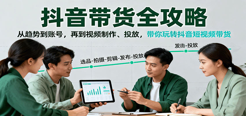 抖音带货全攻略:从趋势到账号,再到视频制作、投放,带你玩转抖音短视频带货-K6源码网