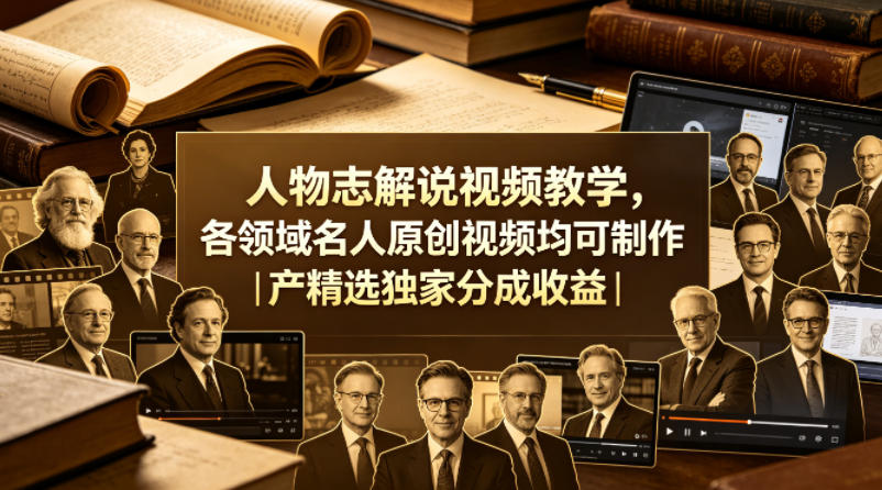 人物志解说视频教学，各领域名人原创视频均可制作丨精选独家分成收益-K6源码网